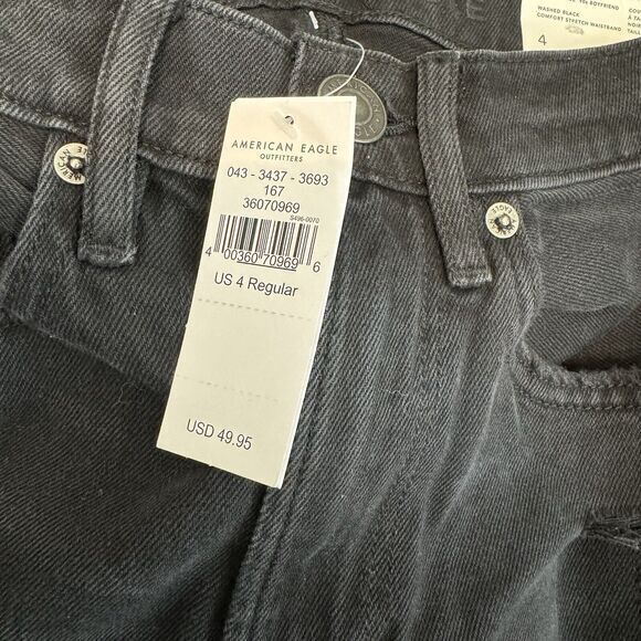 AMERICAN EAGLE Size 4 Highest Rise 90s Boyfriend Jeans Black NWT - Picture 5 of 5